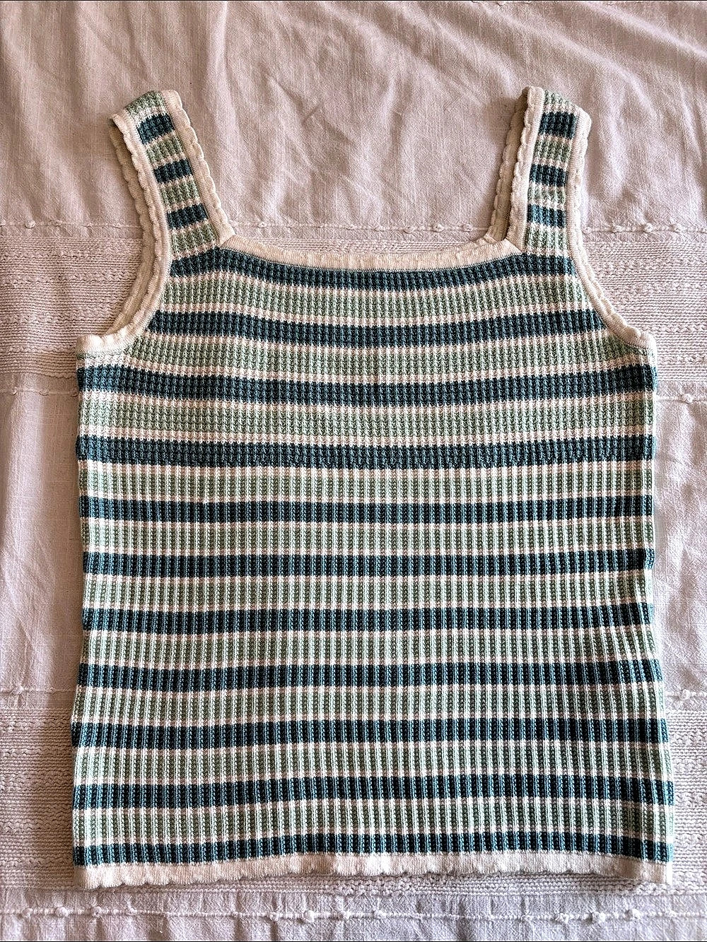 Abercrombie Kids Striped Knit Tank Top in Blue Green Size 15/16 NWOT